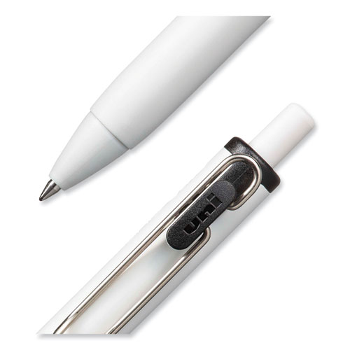 uniONE Gel Pen, Retractable, Medium 0.7 mm, Black Ink, White/Black Barrel, Dozen