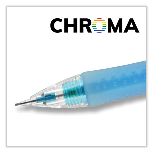 Chroma Mechanical Pencils with Tube of Lead/Erasers, 0.7 mm, HB (#2), Black Lead, Assorted Barrel Colors, 2/Pack