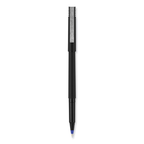 Image of Uniball® Roller Ball Pen, Stick, Micro 0.5 Mm, Black Ink, Black Matte Barrel, 36/Pack
