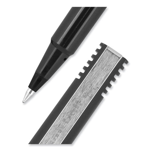 Image of Uniball® Roller Ball Pen, Stick, Micro 0.5 Mm, Black Ink, Black Matte Barrel, 36/Pack