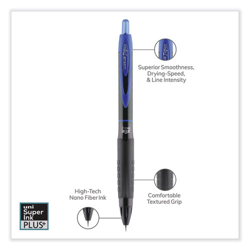 Image of Uniball® 307 Gel Pen, Retractable, Medium 0.7 Mm, Blue Ink, Blue Barrel, 3/Pack