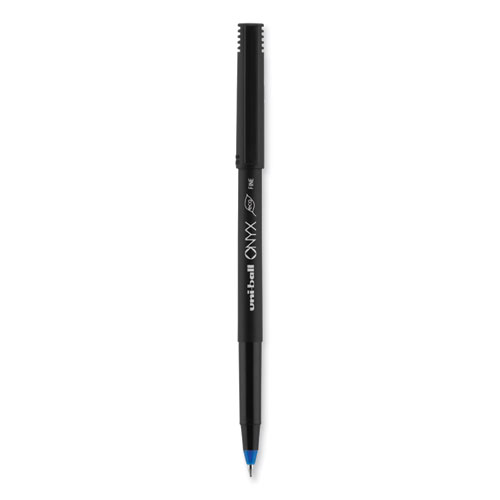 ONYX Roller Ball Pen, Stick, Fine 0.7 mm, Blue Ink, Black/Blue Barrel, 72/Pack