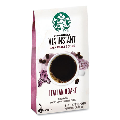 Starbucks® VIA Ready Brew Coffee, 0.11 oz, Italian Roast, 8 Packets/Bag, 12 Bags/Carton