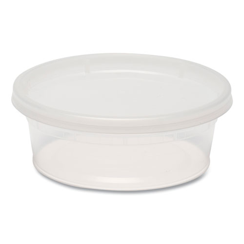 Image of Gen Plastic Deli Container With Lid, 8 Oz, Clear, Plastic, 240/Carton