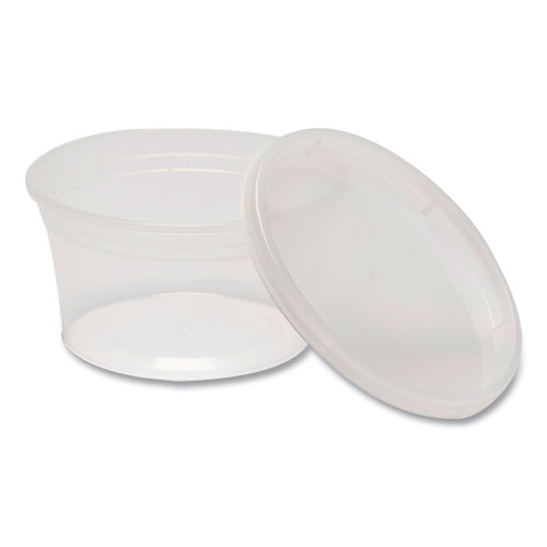 Image of Gen Plastic Deli Container With Lid, 12 Oz, Clear, Plastic, 240/Carton