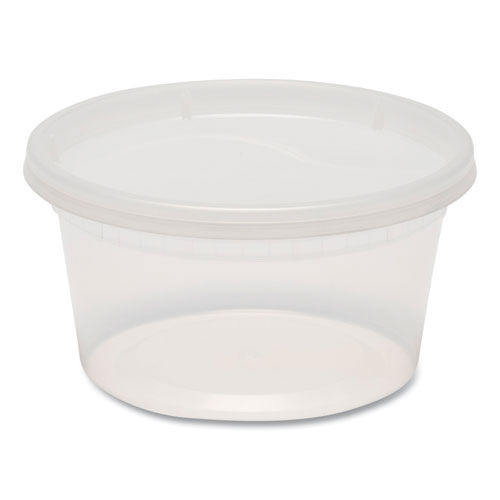 Image of Gen Plastic Deli Container With Lid, 12 Oz, Clear, Plastic, 240/Carton