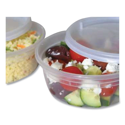 Image of Gen Plastic Deli Container With Lid, 8 Oz, Clear, Plastic, 240/Carton