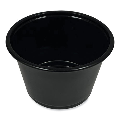 Souffle/Portion Cups, 4 oz, Polypropylene, Black, 2,500/Carton