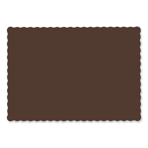 Solid Color Scalloped Edge Placemats, 10 x 14, Chocolate, 1,000/Carton