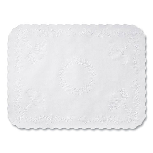 Anniversary Embossed Scalloped Edge Traymat, 14 x 19, White, 2,000/Carton