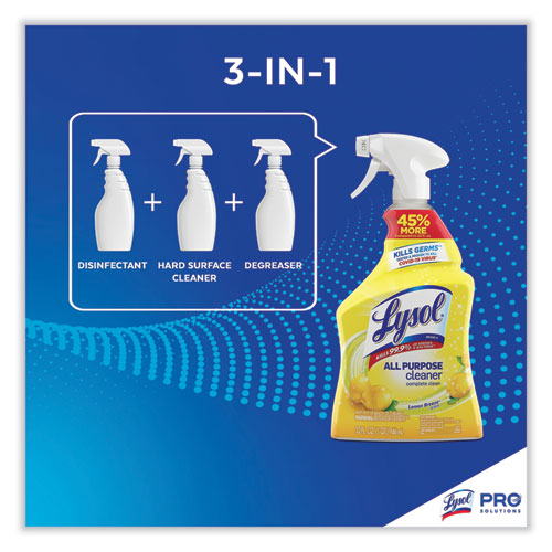 Image of Lysol® Brand Ready-To-Use All-Purpose Cleaner, Lemon Breeze, 32 Oz Spray Bottle, 12/Carton