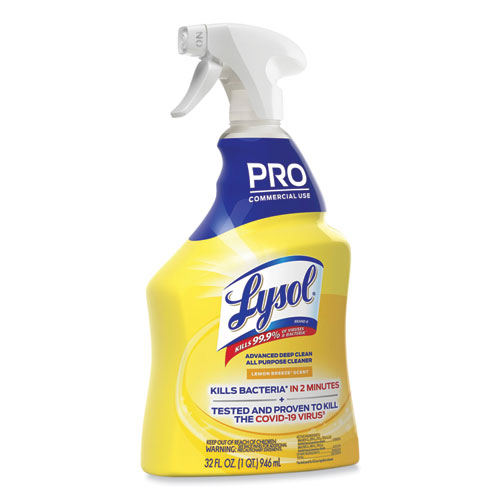 Image of Professional Lysol® Brand Advanced Deep Clean All Purpose Cleaner, Lemon Breeze, 32 Oz Trigger Spray Bottle, 12/Carton