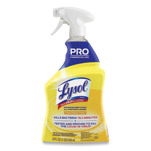 Professional Lysol® Brand Advanced Deep Clean All Purpose Cleaner, Lemon Breeze, 32 Oz Trigger Spray Bottle, 12/Carton