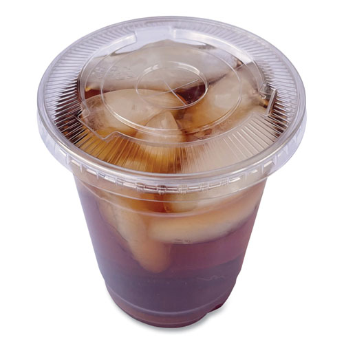 Crystal-Clear Cold Cup Straw-Slot Lids, Fits 9 to 10 oz PET Cups, 1,000/Carton