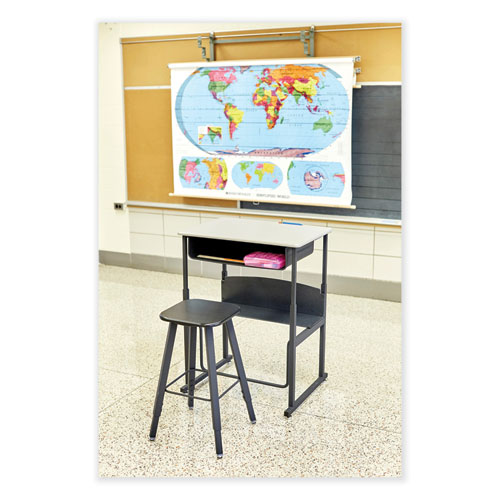Image of Safco® Alphabetter Adjustable-Height Student Stool, Backless, Supports Up To 250 Lb, 35.5" Seat Height, Black