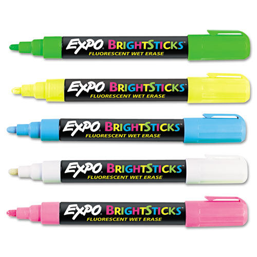 EXPO® Bright Sticks Wet-Erase Fluorescent Marker Set, Bullet Tip, Assorted