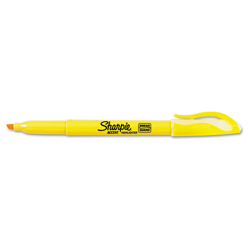 POCKET STYLE HIGHLIGHTERS, CHISEL TIP, YELLOW, DOZEN