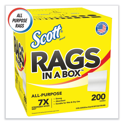 Image of Scott® Rags In A Box, Pop-Up Box, 12 X 9, White, 200/Box