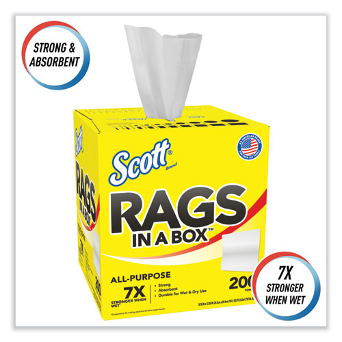 Image of Scott® Rags In A Box, Pop-Up Box, 12 X 9, White, 200/Box