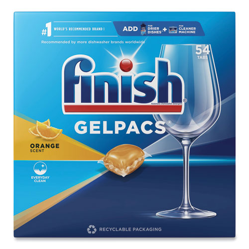 Image of Finish® Dish Detergent Gelpacs, Orange Scent, 54/Box, 4 Boxes/Carton