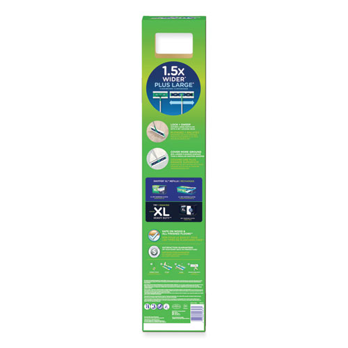 Image of Swiffer® Sweeper Mop, 16.5 X 9 White Cloth Head, 46" Green/Silver Aluminum/Plastic Handle