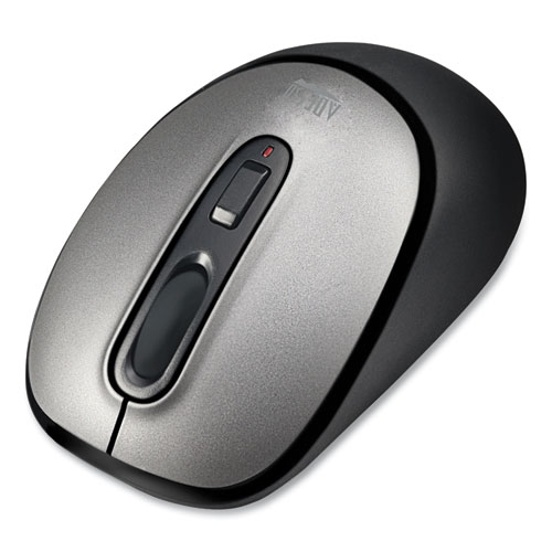 Image of Adesso Imouse A10 Antimicrobial Wireless Mouse, 2.4 Ghz Frequency/30 Ft Wireless Range, Left/Right Hand Use, Black/Silver