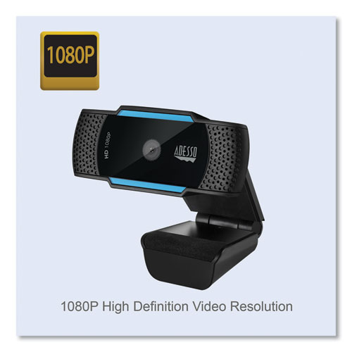 Image of Adesso Cybertrack H5 1080P Hd Usb Autofocus Webcam With Microphone, 1920 Pixels X 1080 Pixels, 2.1 Mpixels, Black