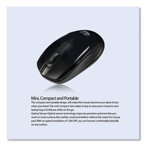 Image of Adesso Imouse S50 Wireless Mini Mouse, 2.4 Ghz Frequency/33 Ft Wireless Range, Left/Right Hand Use, Black