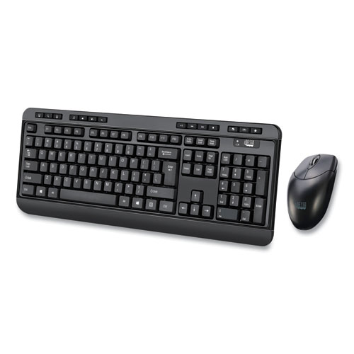 Image of Adesso Wkb-1320Cb Antimicrobial Wireless Desktop Keyboard And Mouse, 2.4 Ghz Frequency/30 Ft Wireless Range, Black