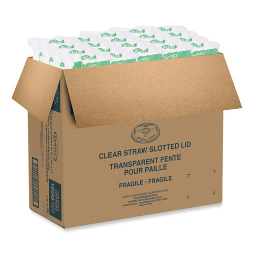 Straw-Slot Cold Cup Lids, Fits 30 oz to 32 oz Cups, Clear, 50/Sleeve, 20 Sleeves/Carton