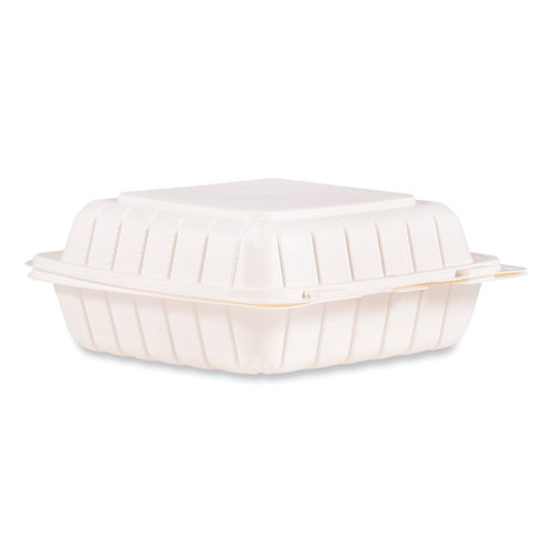 Dart® Hinged Lid Containers, 3-Compartment, 9 x 8.75 x 3, White, Plastic, 150/Carton