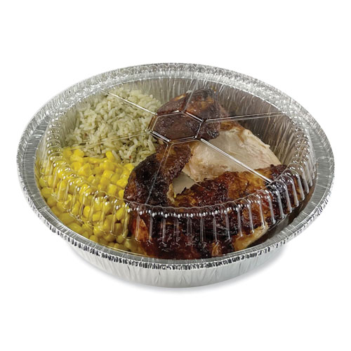 Image of Boardwalk® Round Aluminum To-Go Container Lids, Dome Lid, 9", Clear, Plastic, 500/Carton