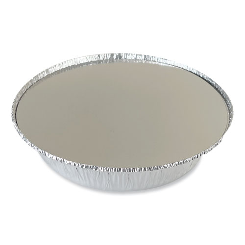 Image of Boardwalk® Round Aluminum To-Go Container Lids, Flat Lid, 9", Silver, Paper, 500/Carton