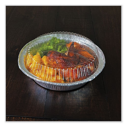 Image of Boardwalk® Round Aluminum To-Go Container Lids, Dome Lid, 7", Clear, Plastic, 500/Carton