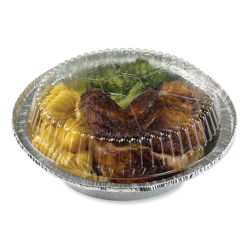 Image of Boardwalk® Round Aluminum To-Go Container Lids, Dome Lid, 7", Clear, Plastic, 500/Carton