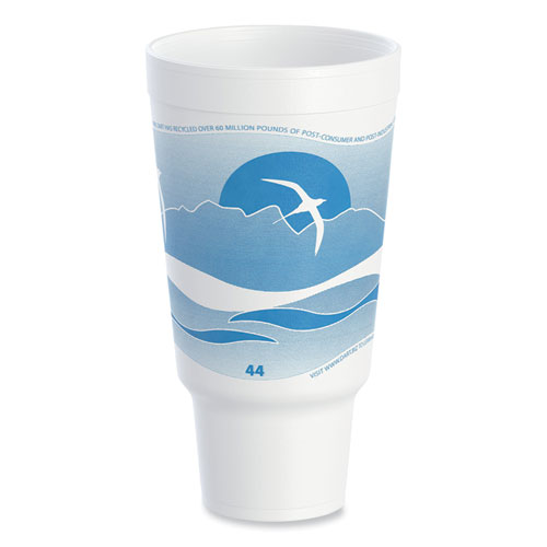Dart® Horizon Hot/Cold Foam Drinking Cups, 44 oz, Ocean Blue/White, 15/Bag, 20 Bags/Carton