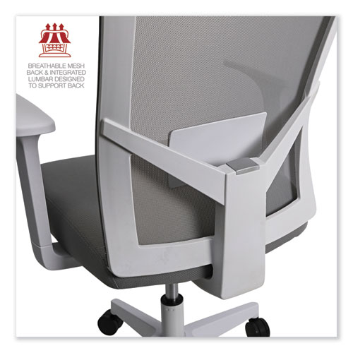 Image of Workspace By Alera® Mesh Back Fabric Task Chair, Supports Up To 275 Lb, 17.32" To 21.1" Seat Height, Gray Seat, Gray Back