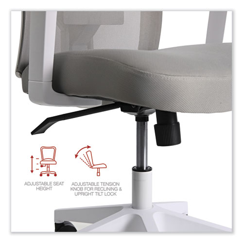 Image of Workspace By Alera® Mesh Back Fabric Task Chair, Supports Up To 275 Lb, 17.32" To 21.1" Seat Height, Gray Seat, Gray Back