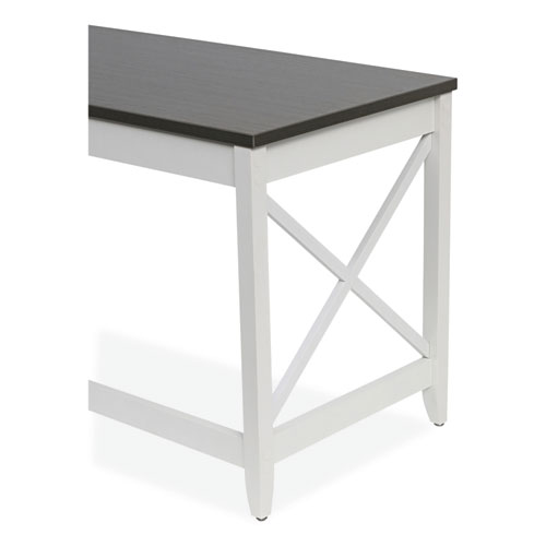 Image of Workspace By Alera® L-Shaped Farmhouse Desk, 58.27" X 58.27" X 29.53", Gray/White