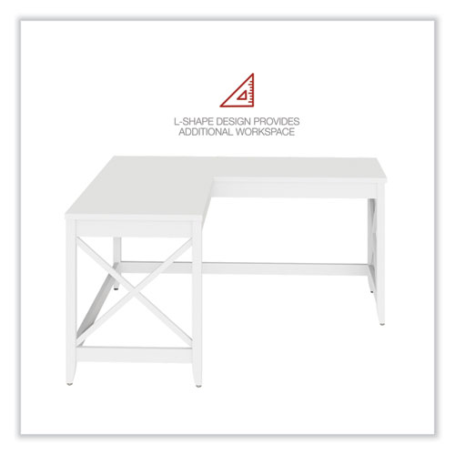 Image of Workspace By Alera® L-Shaped Farmhouse Desk, 58.27" X 58.27" X 29.53", White