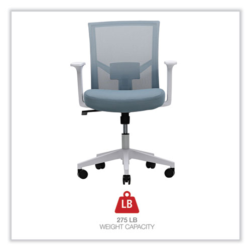 Mesh Back Fabric Task Chair, Supports Up to 275 lb, 17.32" to 21.1" Seat Height, Seafoam Blue Seat/Back