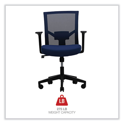 Image of Workspace By Alera® Mesh Back Fabric Task Chair, Supports Up To 275 Lb, 17.32" To 21.1" Seat Height, Navy Seat, Navy Back