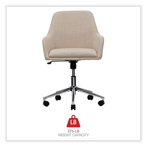 Image of Workspace By Alera® Mid-Century Task Chair, Supports Up To 275 Lb, 18.9" To 22.24" Seat Height, Cream Seat, Cream Back