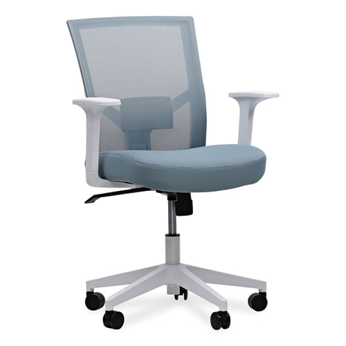 Workspace By Alera® Mesh Back Fabric Task Chair, Supports Up To 275 Lb, 17.32" To 21.1" Seat Height, Seafoam Blue Seat/Back