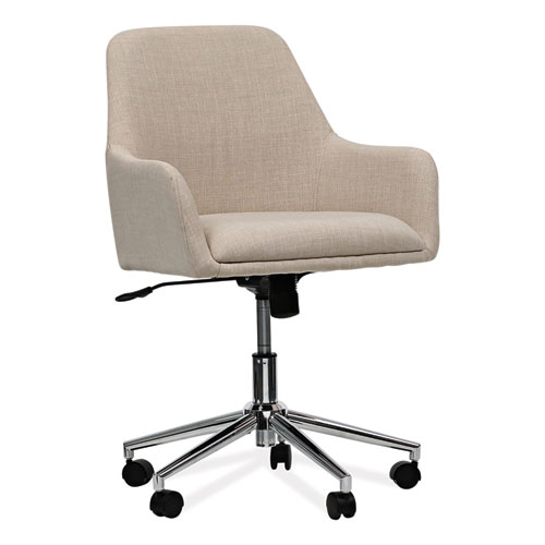 Workspace By Alera® Mid-Century Task Chair, Supports Up To 275 Lb, 18.9" To 22.24" Seat Height, Cream Seat, Cream Back