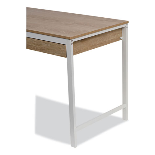Image of Workspace By Alera® Modern Writing Desk, 47.24" X 23.62" X 29.92", Beigewood/White