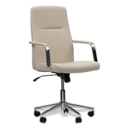 Workspace By Alera® Leather Task Chair, Supports Up To 275 Lb, 18.19" To 21.93" Seat Height, White Seat, White Back