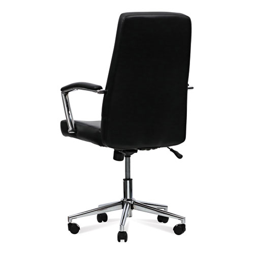 Image of Workspace By Alera® Leather Task Chair, Supports Up To 275 Lb, 18.19" To 21.93" Seat Height, Black Seat, Black Back