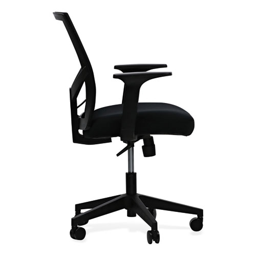 Image of Workspace By Alera® Mesh Back Fabric Task Chair, Supports Up To 275 Lb, 17.32" To 21.1" Seat Height, Black Seat, Black Back