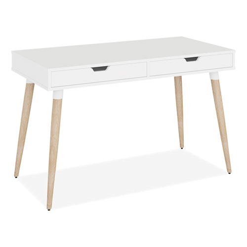 Image of Workspace By Alera® Scandinavian Writing Desk, 47.24" X 23.62" X 29.53", White/Beigewood